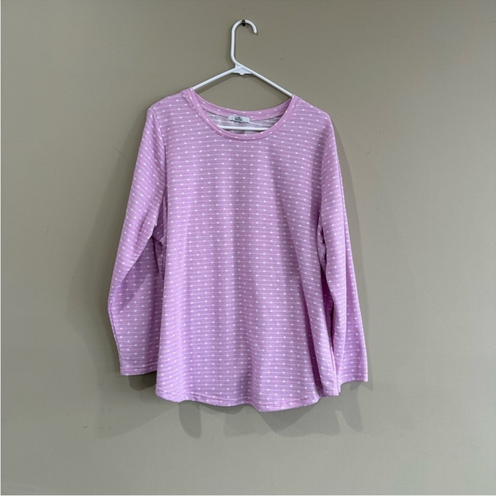Lavender Pink Polka Dot Long Sleeve Top - Picture 7 of 7